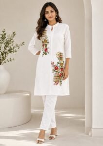 Ivory Floral Embroidered Kurta Set ✨