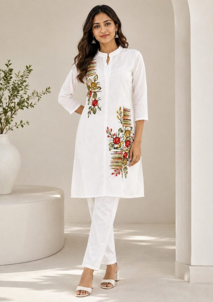Ivory Floral Embroidered Kurta Set ✨